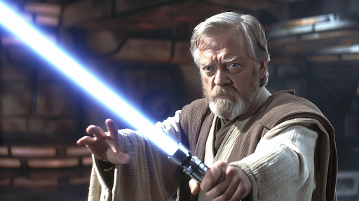 Who Was Holding Blue Lightsaber in Star Wars?