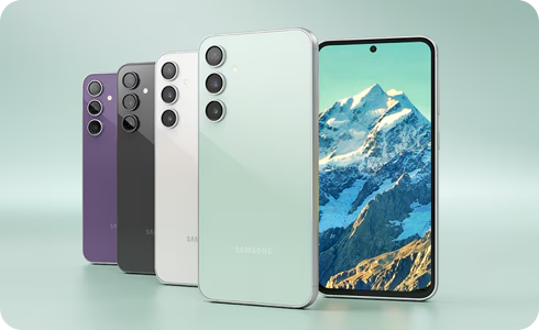 Samsung Galaxy S23 FE smartphones displayed in multiple colors with a modern edge-to-edge screen